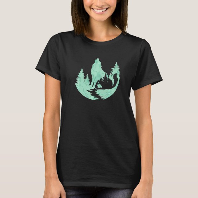 Howling Wolf Nature Mountain Wildlife Animals Wolv T-Shirt (Vorderseite)