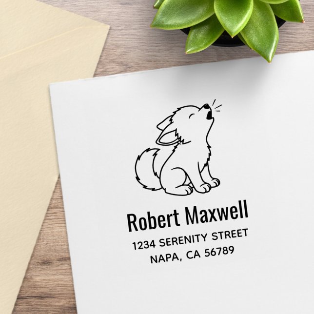 Howling Wolf Pup Address Gummistempel (Von Creator hochgeladen)