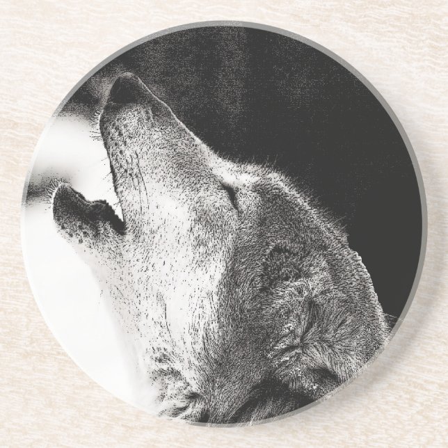 Howling Wolf Sandstein Untersetzer (Vorne)