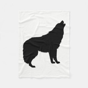 Howling Wolf Silhouette Fleecedecke