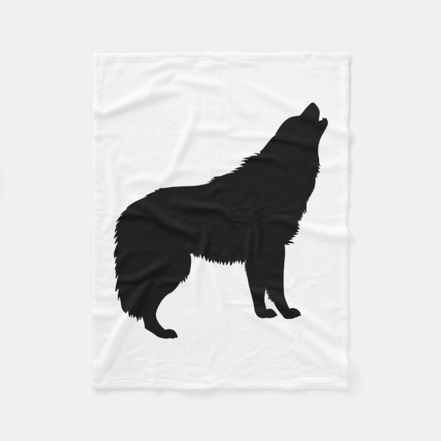 Howling Wolf Silhouette Fleecedecke (Vorderseite)