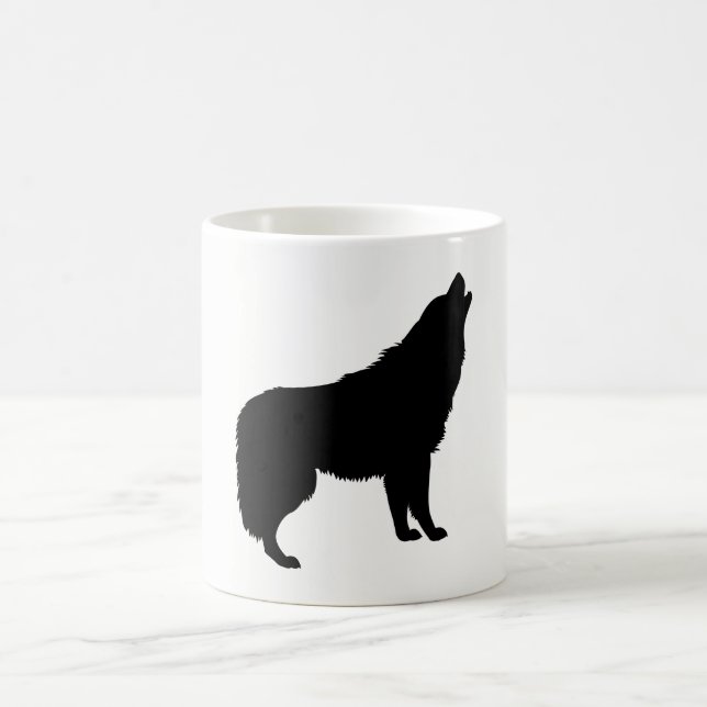 Howling Wolf Silhouette Kaffeetasse (Mittel)