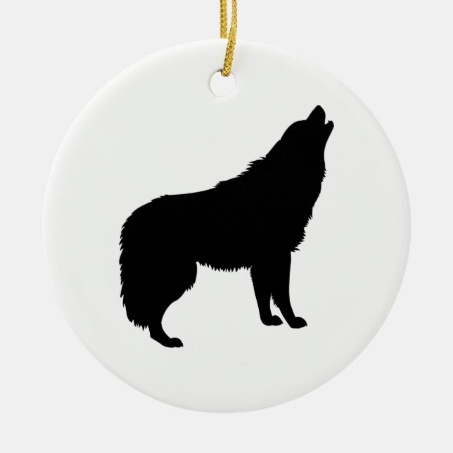 Howling Wolf Silhouette Keramikornament (Vorne)