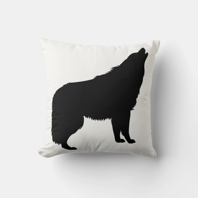 Howling Wolf Silhouette Kissen (Vorderseite)