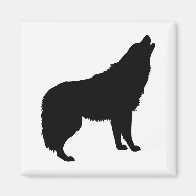 Howling Wolf Silhouette Magnet (Vorne)