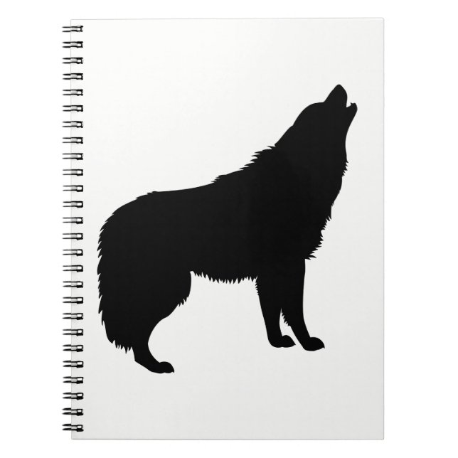 Howling Wolf Silhouette Notizblock (Vorderseite)