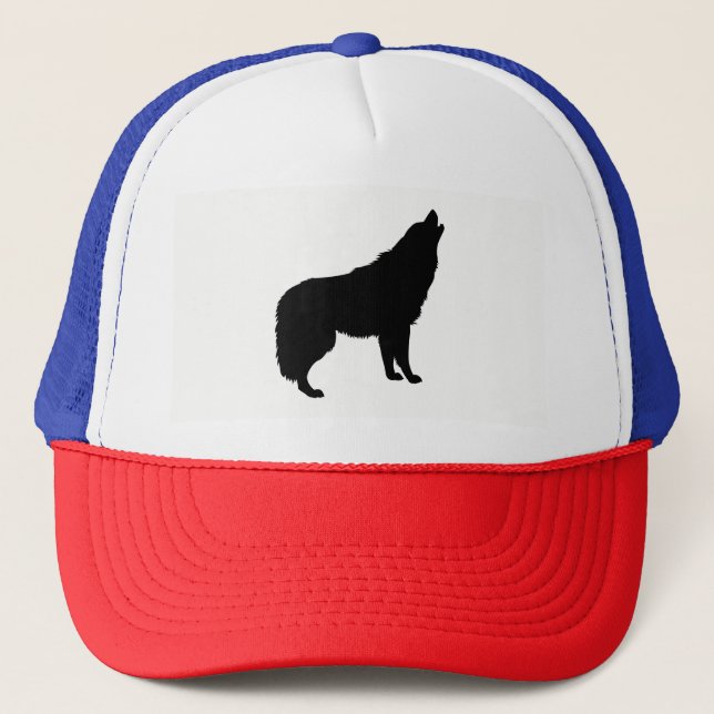 Howling Wolf Silhouette Truckerkappe (Vorderseite)