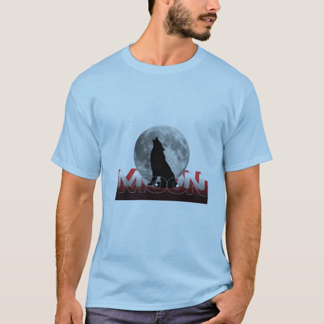 Howling Wolf Silhouette with Full Moon Graphic T-S T-Shirt (Vorderseite)