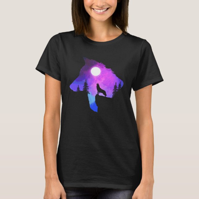Howling Wolf  Spirit Animal Moon Indigenous Native T-Shirt (Vorderseite)