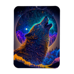 Howling Wolf Surreal Fantasy Magnet