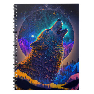 Howling Wolf Surreal Fantasy Notizblock