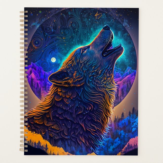 Howling Wolf Surreal Fantasy Planer (Vorderseite)