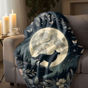 Howling Wolf Throw Blanket Fleecedecke