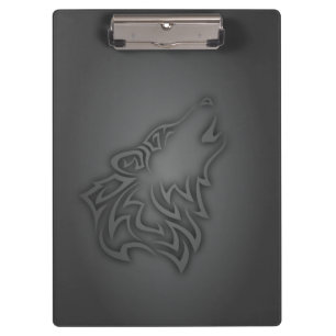Howling Wolf Tribal Black Klemmbrett