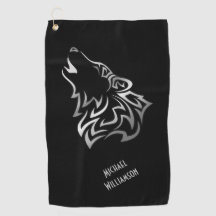 Howling Wolf Tribal Black und Silver Monogram