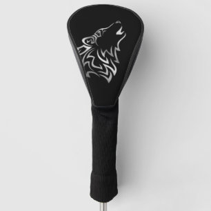 Howling Wolf Tribal Schwarz und Silber Golf Headcover