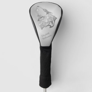 Howling Wolf Tribal Silver Monogram  Golf Headcover