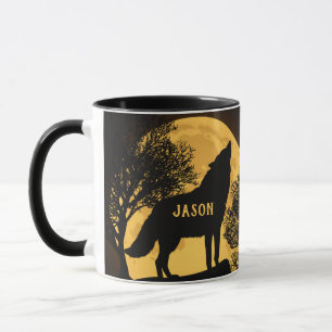 Howling Wolf und Moon Personalisiert Coffee Tasse