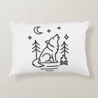Howling Wolf Under the Moon Decorative Pillow Dekokissen