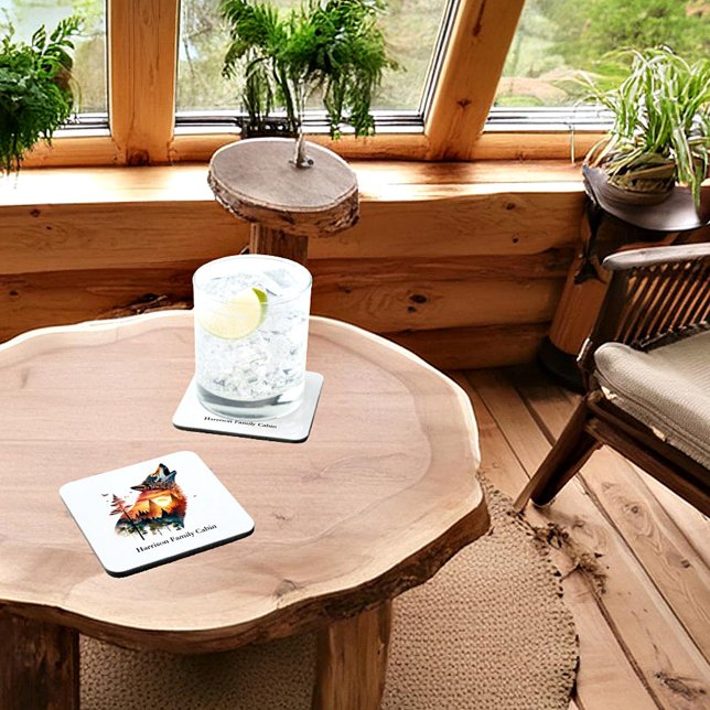 Howling Wolf verdoppeln Sonnenuntergang personalis Getränkeuntersetzer (Von Creator hochgeladen)