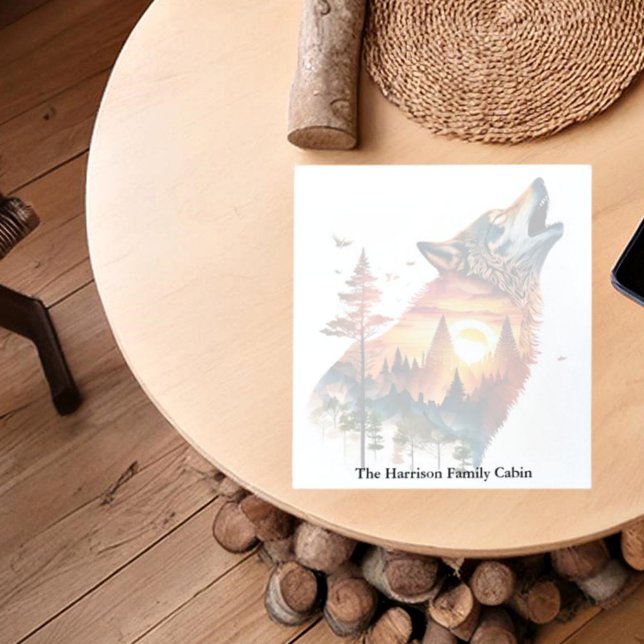 Howling Wolf verdoppeln Sonnenuntergang personalis Notizblock (Von Creator hochgeladen)