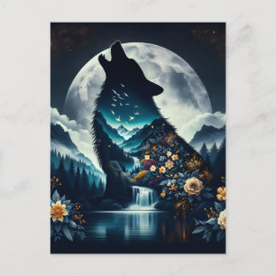 Howling Wolf   Vollmond Ai Art Postkarte