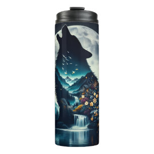 Howling Wolf   Vollmond Ai Art Thermosbecher