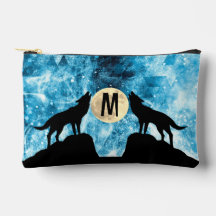 Howling Wolf Vollmond blau schwarz Custom Monogram