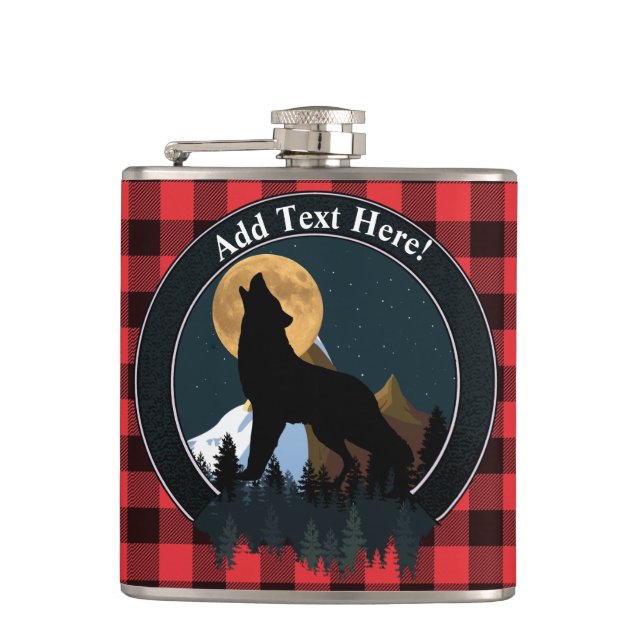 Howling Wolf Vollmond Flachmann (Vorderseite)