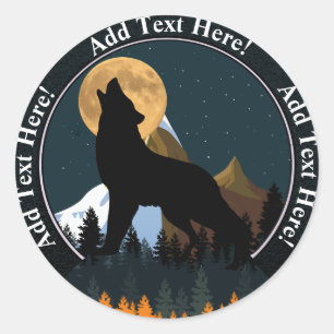 Howling Wolf Vollmond Runder Aufkleber