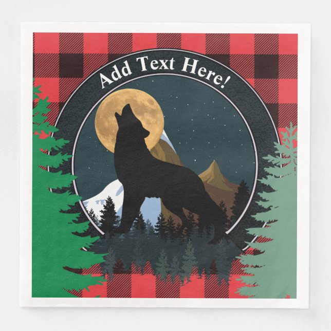 Howling Wolf Vollmond Serviette (Vorderseite)