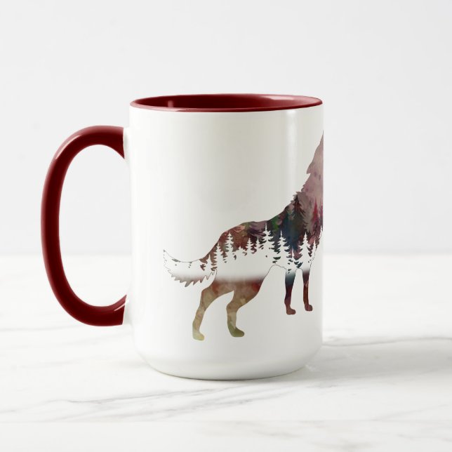 Howling Wolf Watercolor Wildlife Tasse (Links)