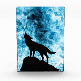Howling Wolf Winter schneeblauer Rauch Abstrakt Fotoblock
