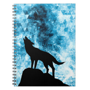 Howling Wolf Winter schneeblauer Rauch Abstrakt Notizblock
