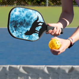 Howling Wolf Winter schneeblauer Rauch Abstrakt Pickleball Schläger