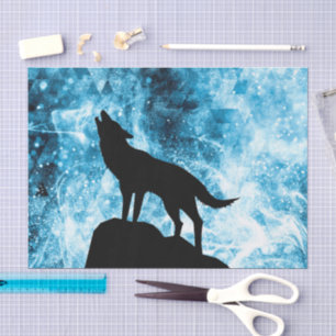 Howling Wolf Winter schneeblauer Rauch Abstrakt Seidenpapier