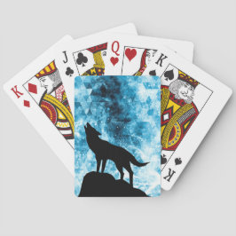 Howling Wolf Winter schneeblauer Rauch Abstrakt Spielkarten