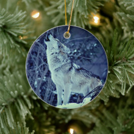 Howling Wolf Winterwald Keramik Ornament