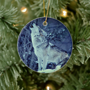 Howling Wolf Winterwald Keramik Ornament