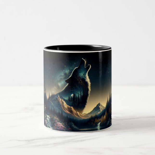 Howling Wolf Zweifarbige Tasse (Mittel)