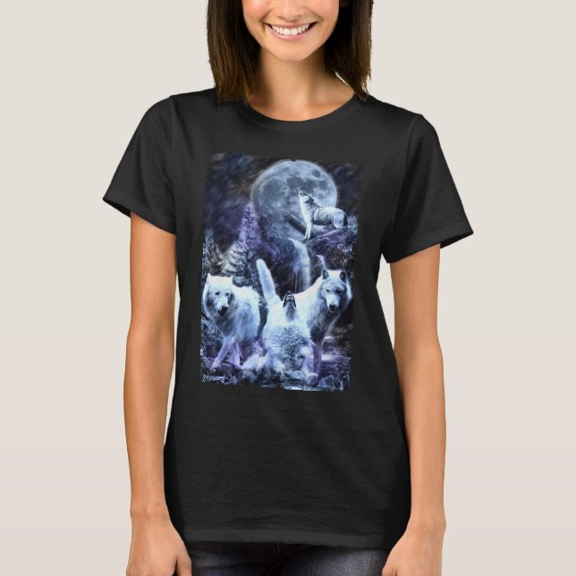 Howling Wolves Winter Forest Animals Wolf T-Shirt (Vorderseite)
