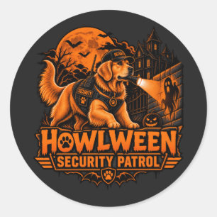 Howlween Sicherheitsstreife Golden Retriever Hallo Runder Aufkleber