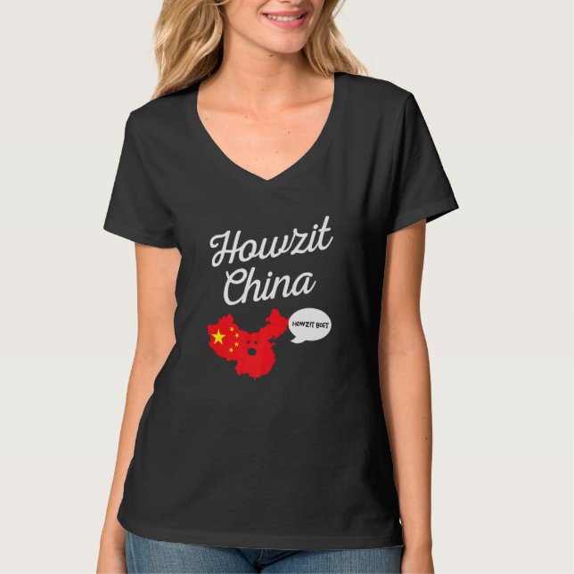 Howzit China Map South Africa  Dad Joke T-Shirt (Vorderseite)