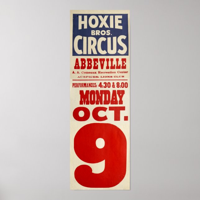 Hoxie Bros. Zirkus Poster (Vorne)