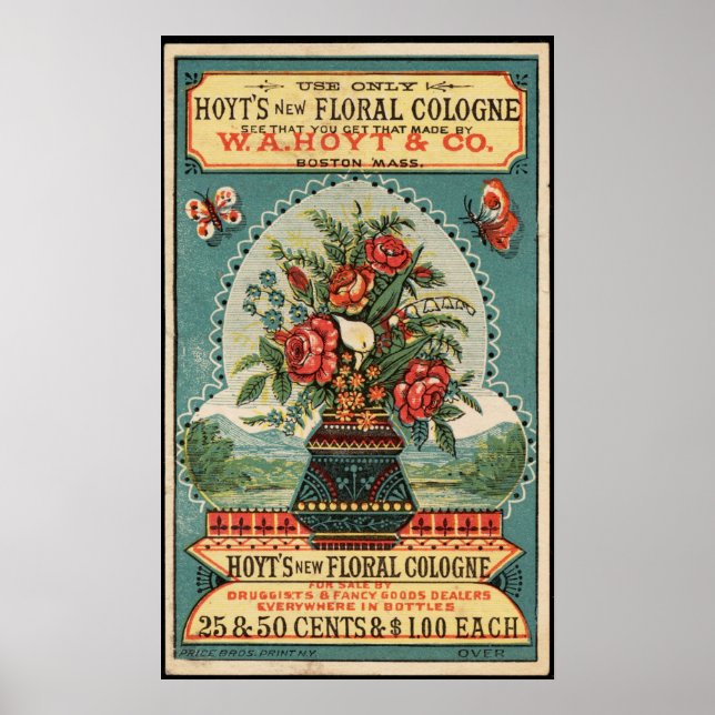 Hoyt's New Floral Köln Vintag Print Poster (Vorne)