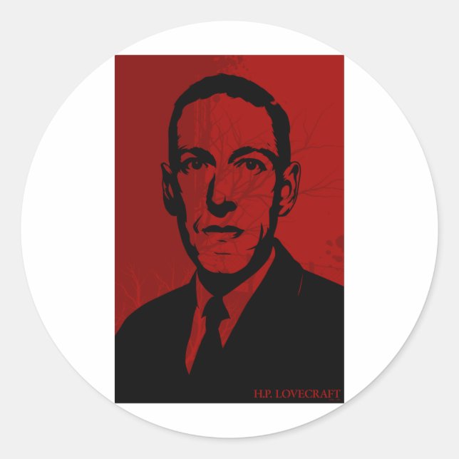 HP Lovecraft Portrait Sticker (Vorderseite)