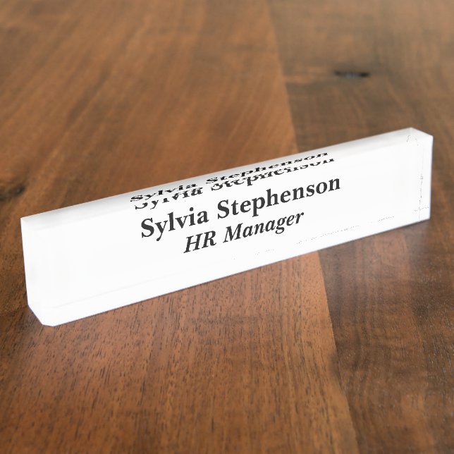 HR Manager White Acrylic Namensplakette (Seite)