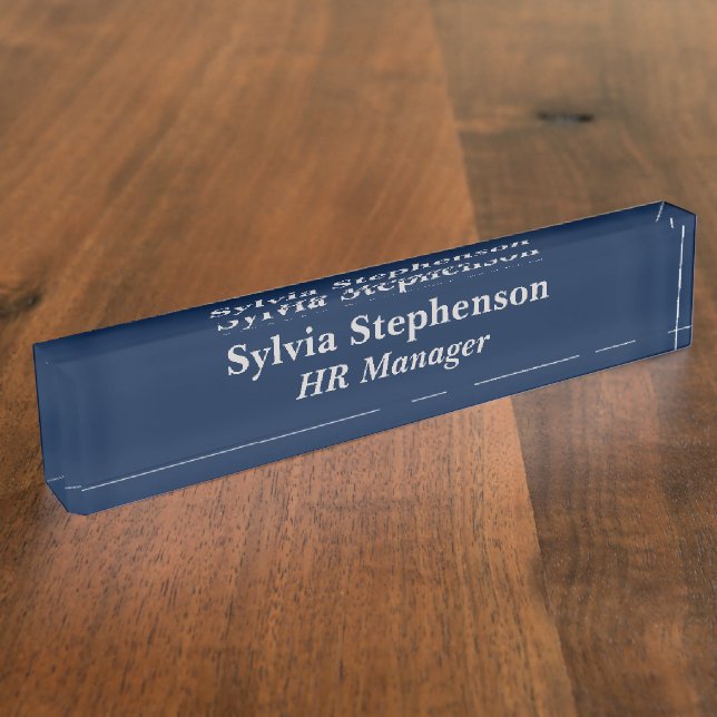 HR-Managerin Blau Acryl Namensplakette (Seite)