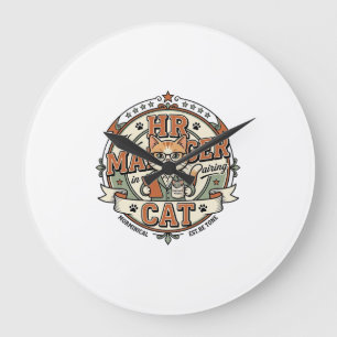 HR-Managerin Katze HR-Managerin Katze Vintage-Vekt Große Wanduhr