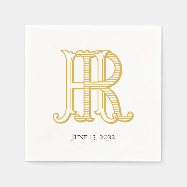 HR Monogram oder RH Monogram Napkins Serviette (Vorderseite)